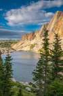 USA, Wyoming, Medicine Bow National Forest. Landscape with Lookout Lake and mountain. Art Print